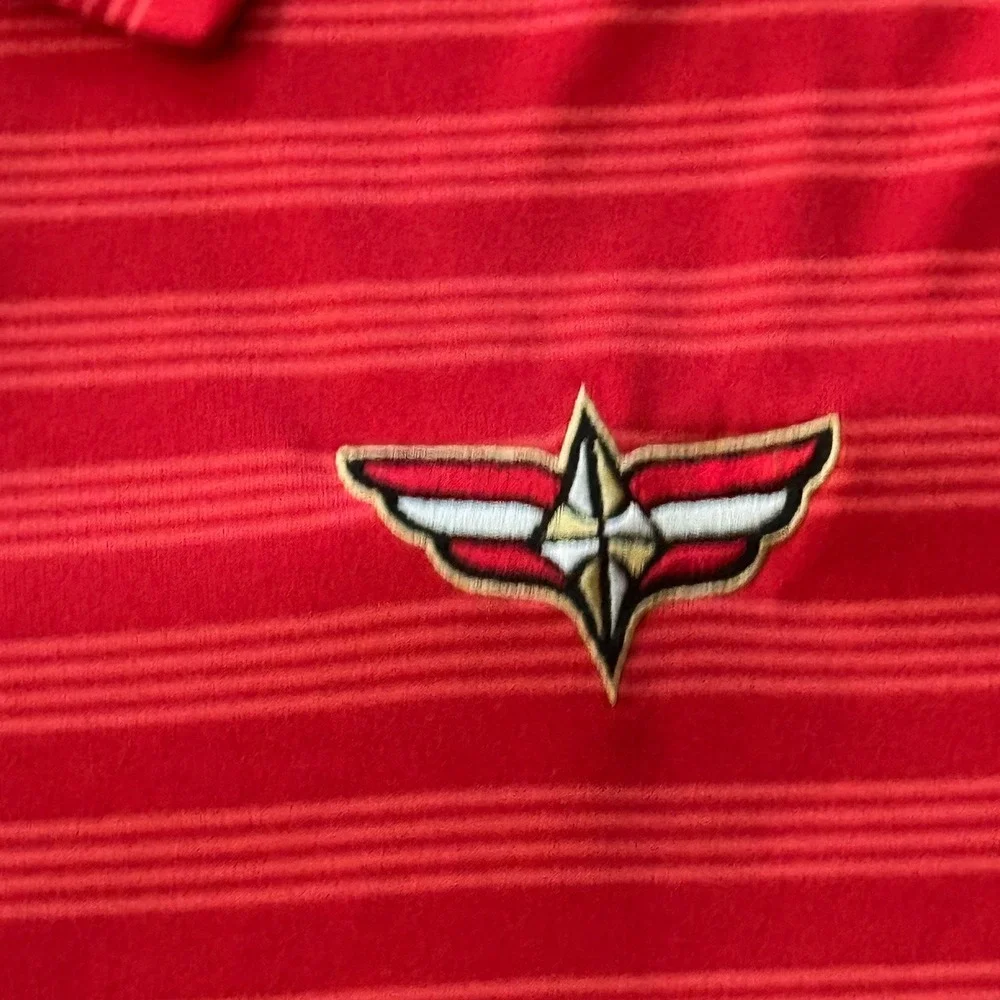 Red Striped Aces Men's Polo‎ Shirt  Activewear Athletic Aces Logo Large